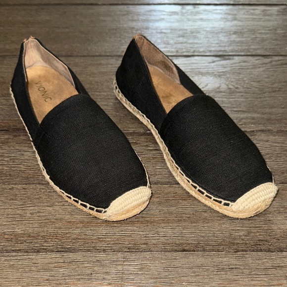 Vionic Valeri Black Espadrille Slip On Flats - Picture 1 of 8